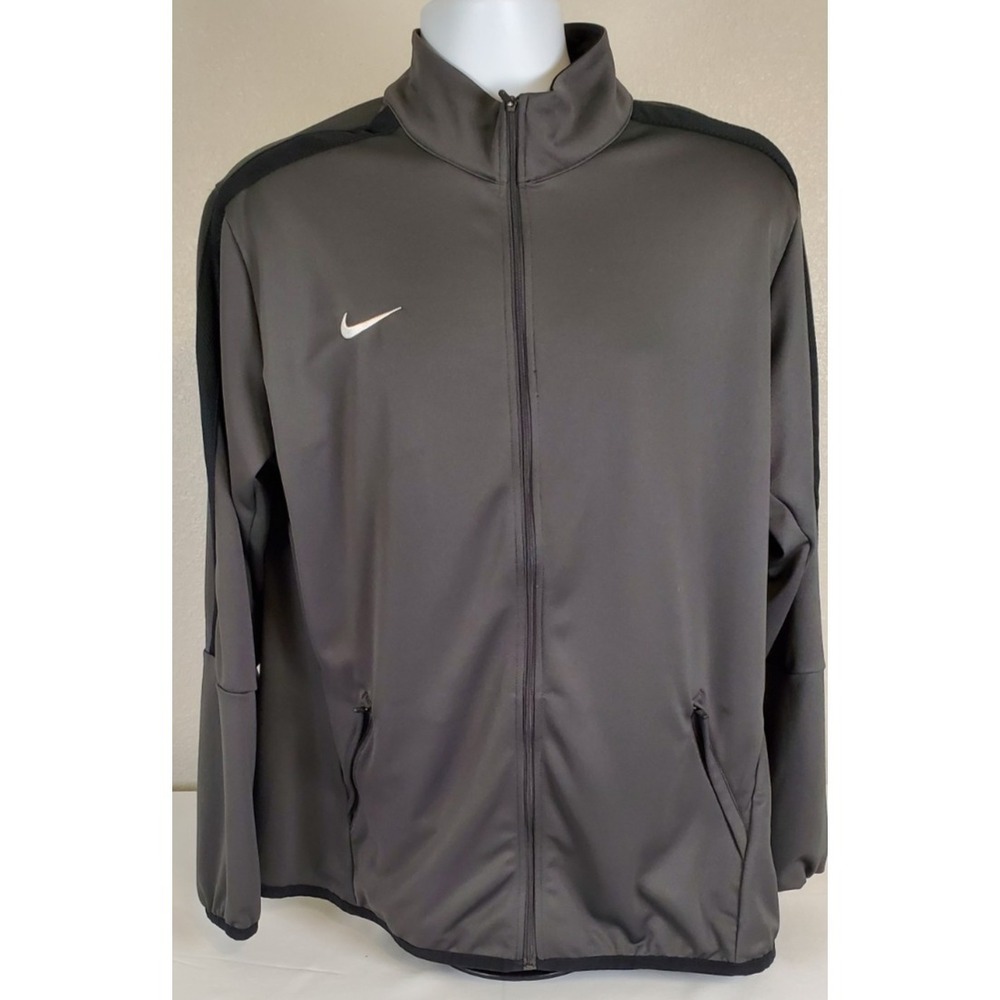 Nike Jacket Men 2XL Gray Striped Full Zip Track Training Lightweight Swoosh